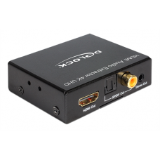 HDMI Stereo/5.1 lydforvandler, UltraHD, HDMI 19-pin, 1xToslink, 1xRCA, 1x3,5mm, svart